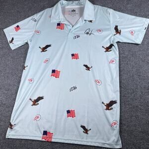 Gashouse Golf "Party Like It's 1776" Men's Performance Polo Shirt - Large - Blue